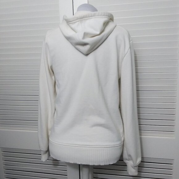 Guess Cream Full Zip Hoodie Button Ribbed Detail - Picture 3 of 13